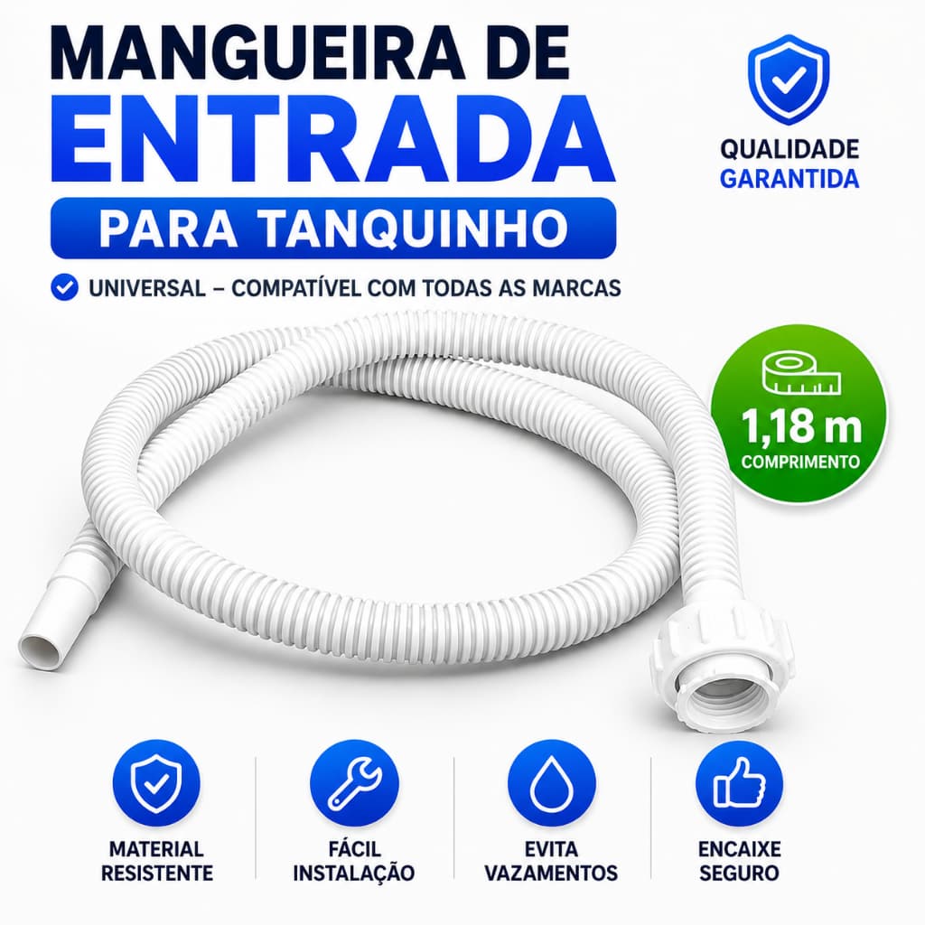 Mangueira Entrada de Água para Tanquinho Universal Compatível Todas as Marcas