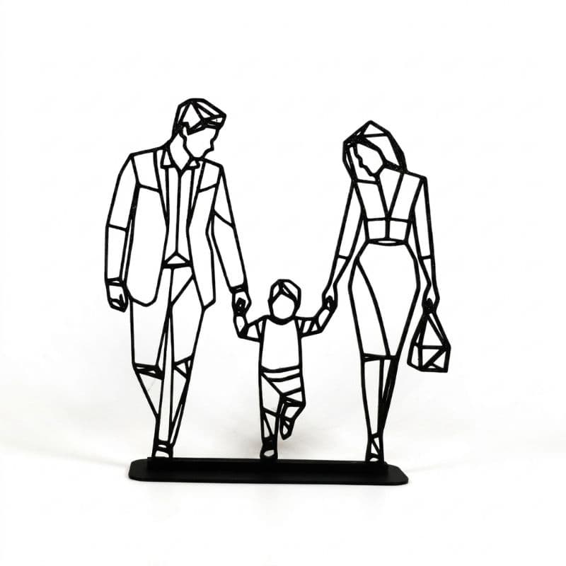 Escultura Família Geométrica Decorativa 3D em PETG | Enfeite Moderno | Presente para Casal e Família