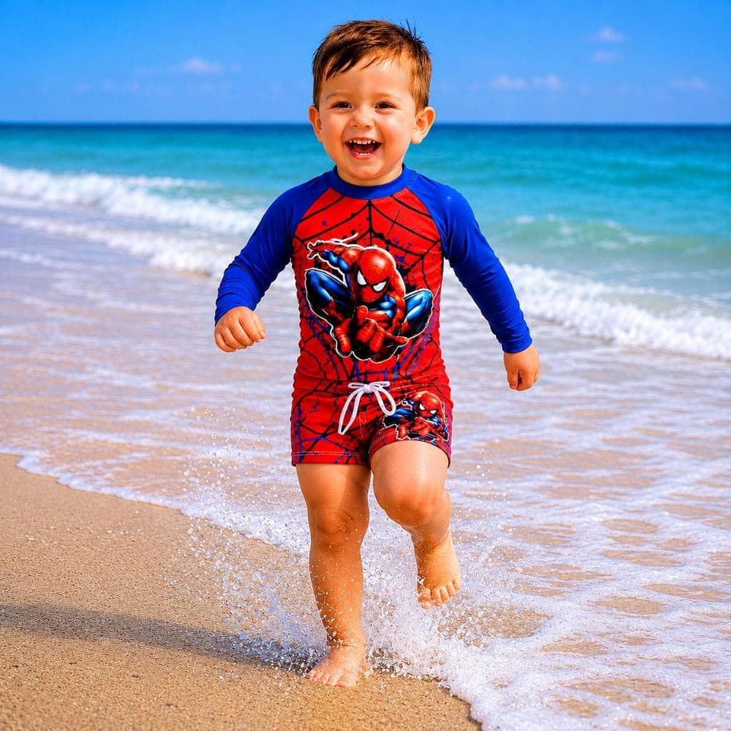 Kit Praia Infantil Menino UV50+ Camisa Manga Longa + Sunga de Banho