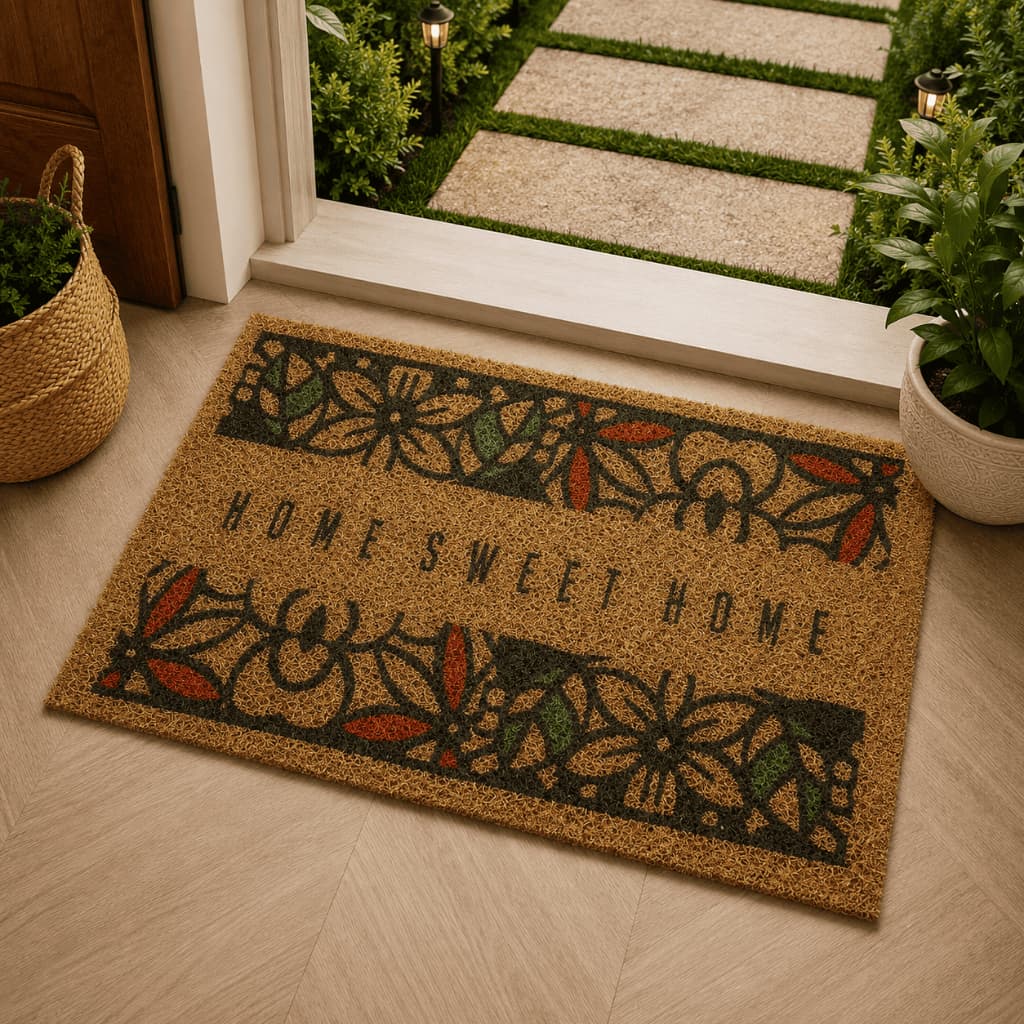Tapete Porta Entrada Casa Capacho Vinil Flores Kapazi Antiderrapante 40x75cm