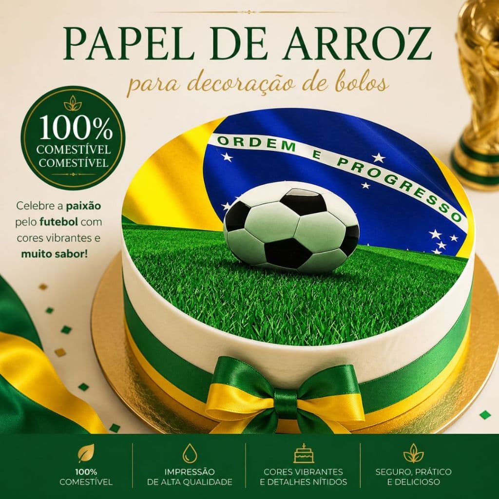 Papéis de Arroz copa do mundo Tam.A4 100% Comestíveis Diversos modelos - Jady Confeitos