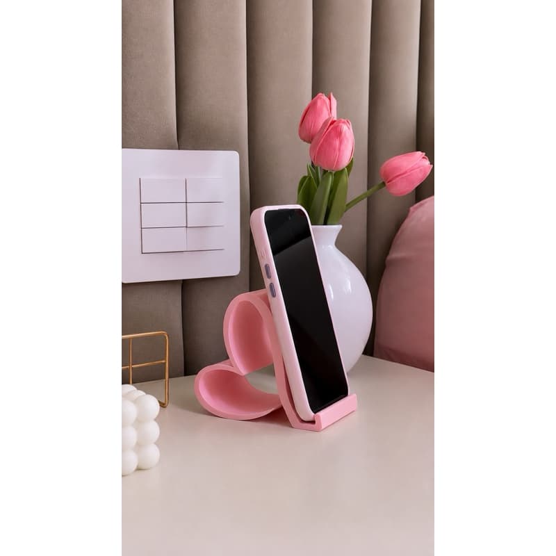 Suporte de Celular Coração – Porta Celular de Mesa Antiderrapante | Suporte Decorativo para Celular