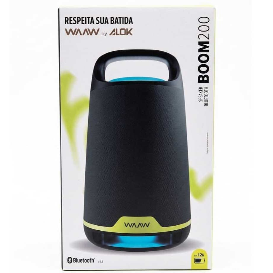 WAAW by ALOK Caixa de Som BOOM 200 Bluetooth, com 3 Alto-Falantes, Até 12h de Autonomia, Tecnologia TWS, 80W RMSE