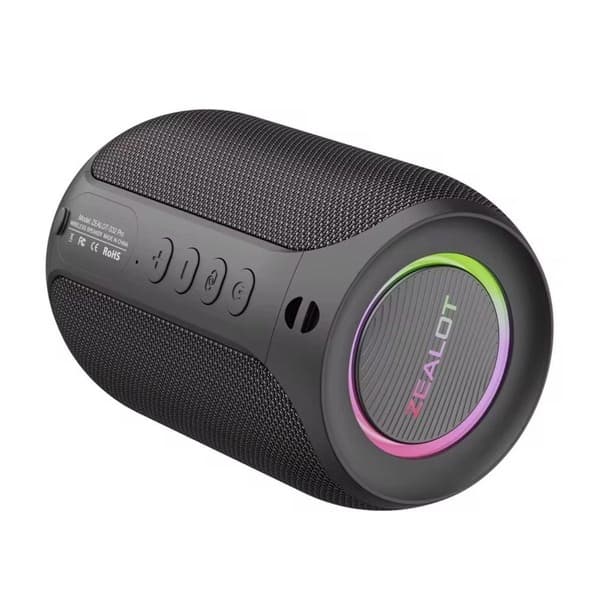 Caixa de som Zealot S32 pro RGB potente portátil subwoofer entrada tipo-c alto som compacta resistente