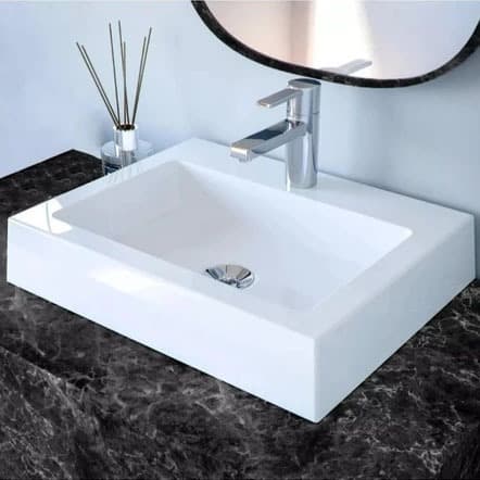 Cuba De Apoio Sobrepor Retangular Para Banheiro Lavabo PVC 44x34
