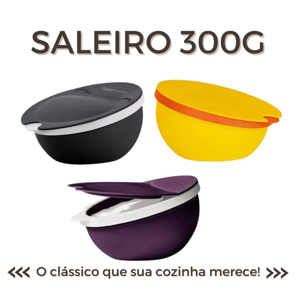 SALEIRO DE MESA 300G TUPPERWARE AMARELO/BLACKJET/ROXO ORIGINAL TAPAUÉ TUPERVARE