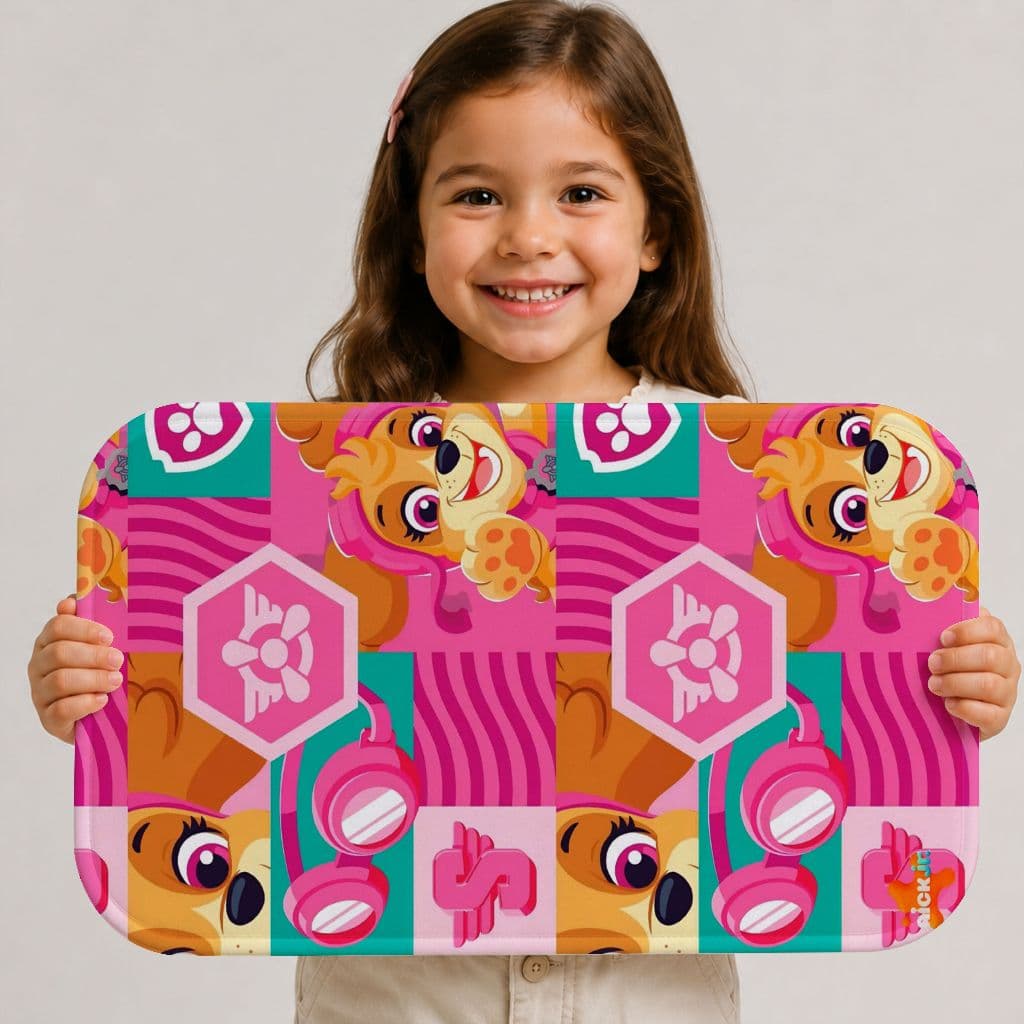 Tapete Patrulha Canina Skye 40x60 Menina  Antiderrapante Decoração Infantil Resistente Aveludado Inf