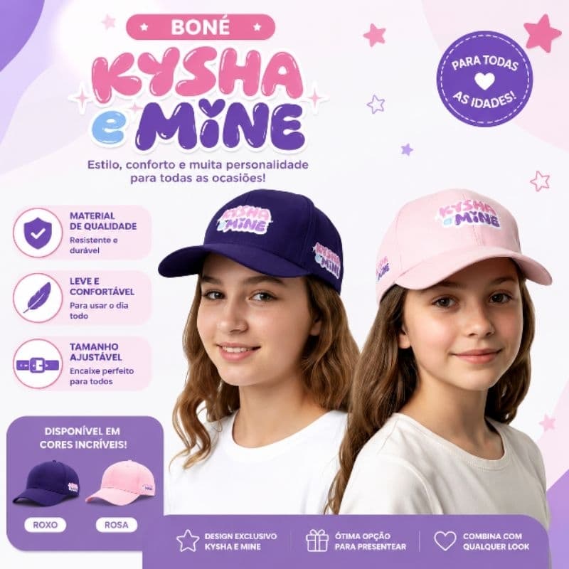 kit Boné Kisha E Mine Lance De Escola Youtuber Melhores amigas Show boné kisha e mine