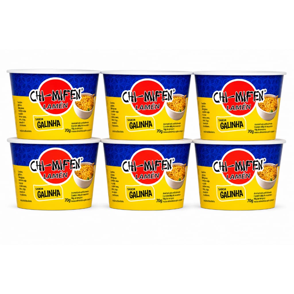 Kit Com 6 Capnudous Lamén Chi-mifen Sabor Galinha 70g