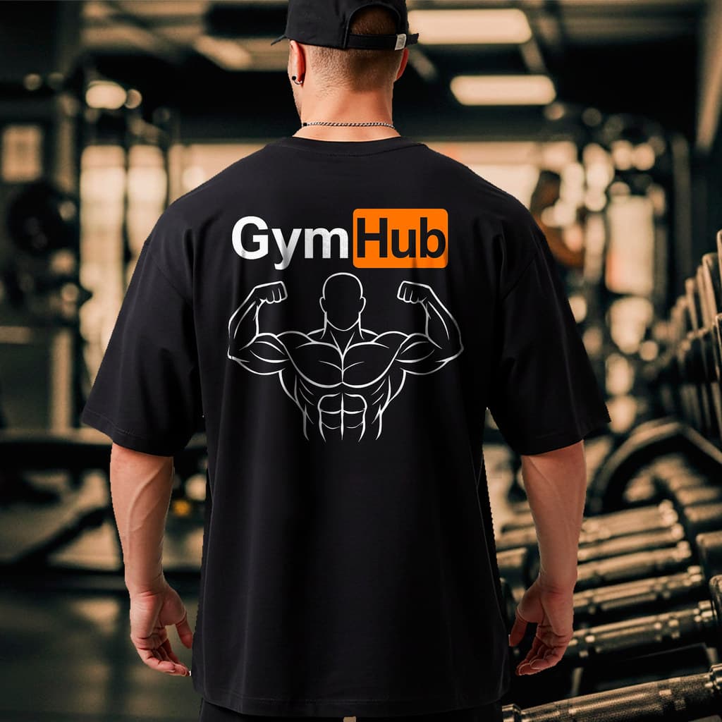 Camiseta Oversized Masculina Gym Hub Treino Academia 100% Algodão