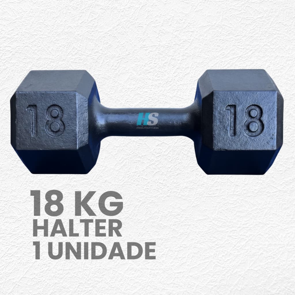 Halter Sextavado Pintado 18kg - Peso de Academia