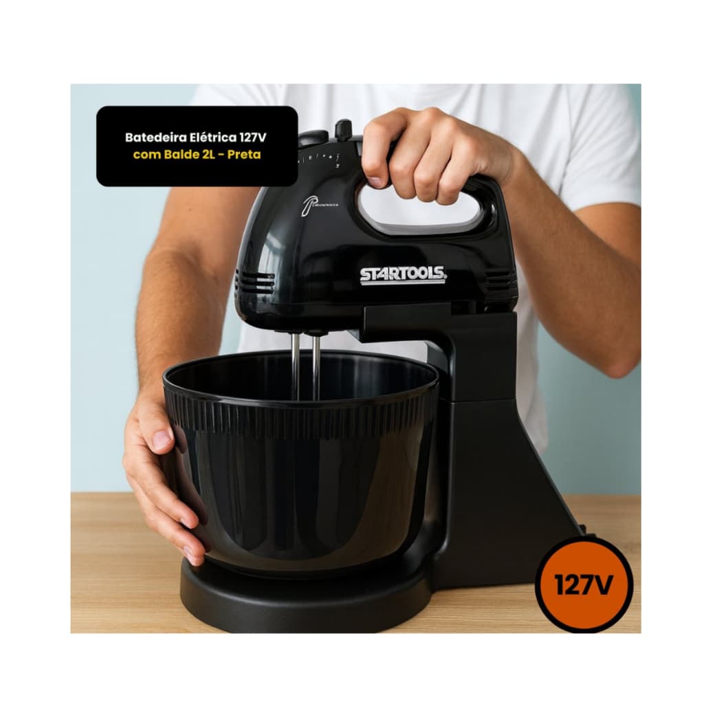 Batedeira Elétrica com Tigela127V Massas Cremes Bolo Chantilly Misturador  Receitas Cozinhas Pratica