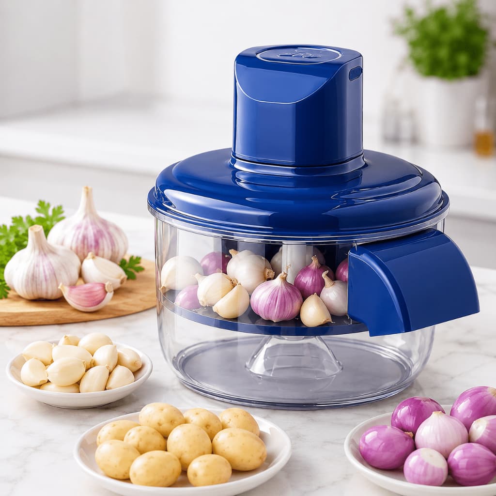 Descascador Elétrico Automático para Alho e Frutas Pequenas USB-C Recarregável 2L