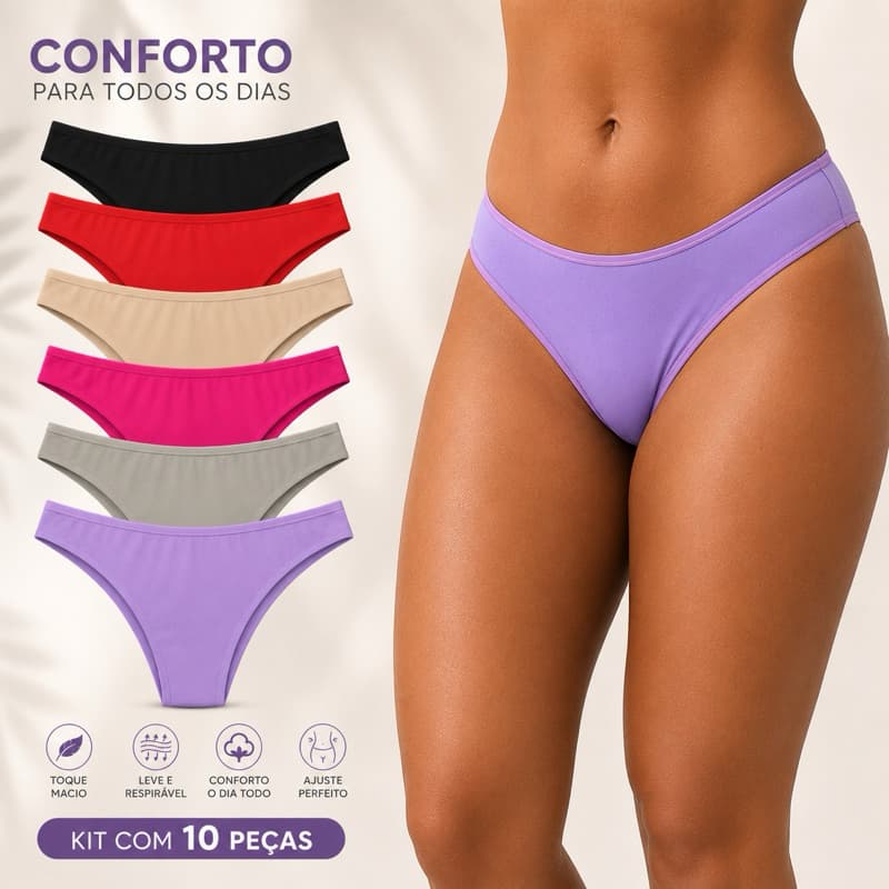 Kit 10 Calcinhas De Microfibra Conforto Revenda Tanga Premium