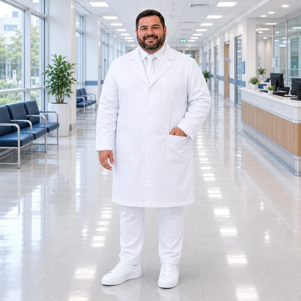 Jaleco Médico Plus Size Gabardine Twin Profissional Masculino G1 ao G5 Várias Cores