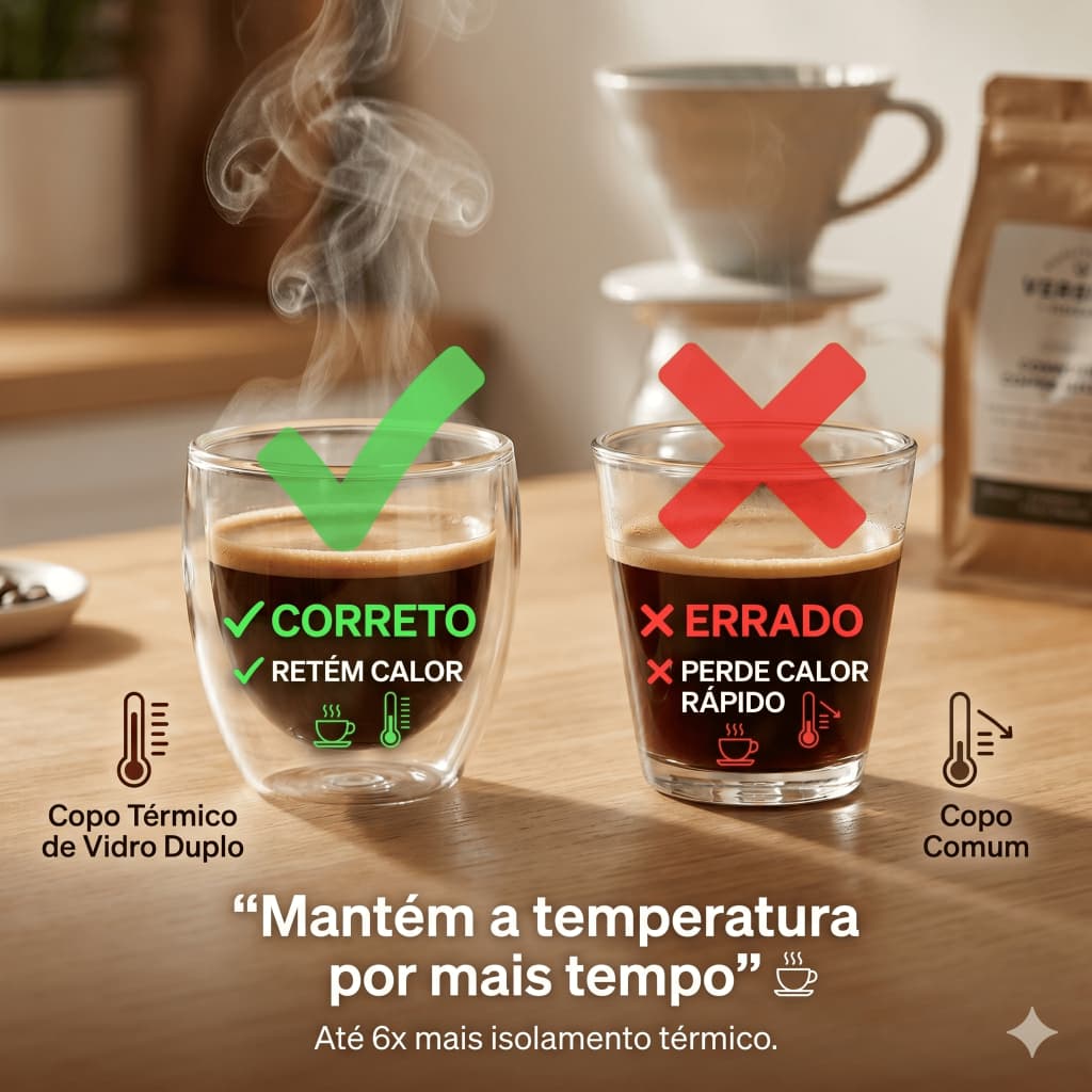 kit jogo de Xicara café copo de parede dupla de vidro de  80ml e 250ml