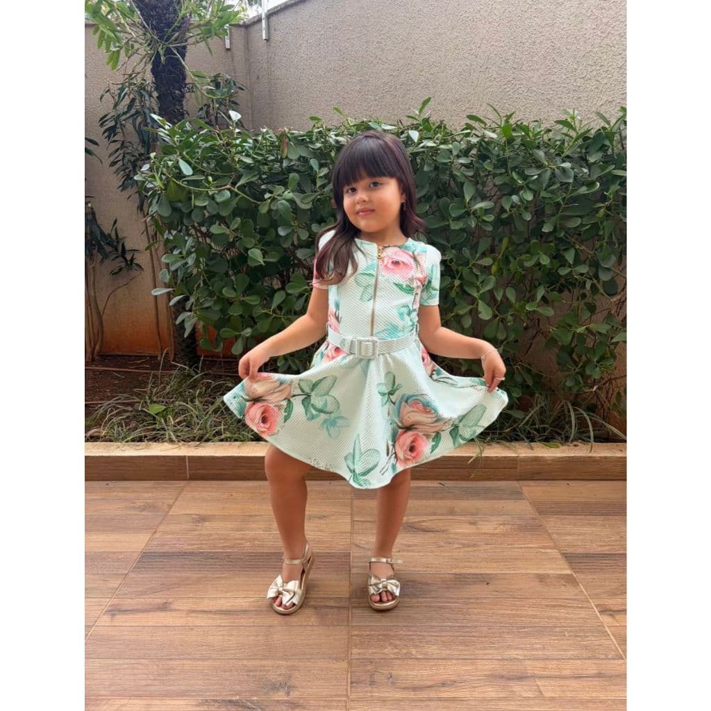 Vestido Infantil Godê Estampado Ótimo Para Qualquer Ocasião