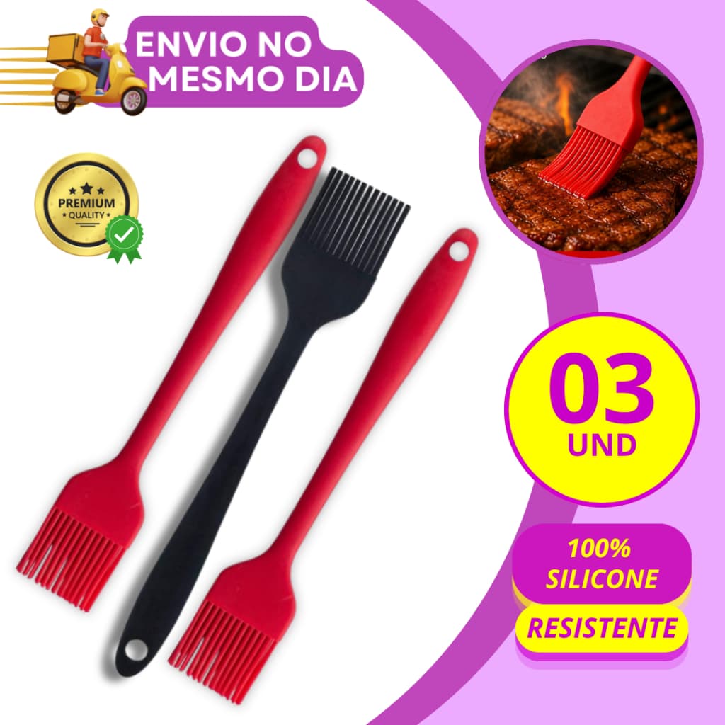 KIT 2/3/5 Pincel Culinario de Silicone para Untar Churrasco Molhos Ovo Utensilio de Cozinha Confeitaria Profissional