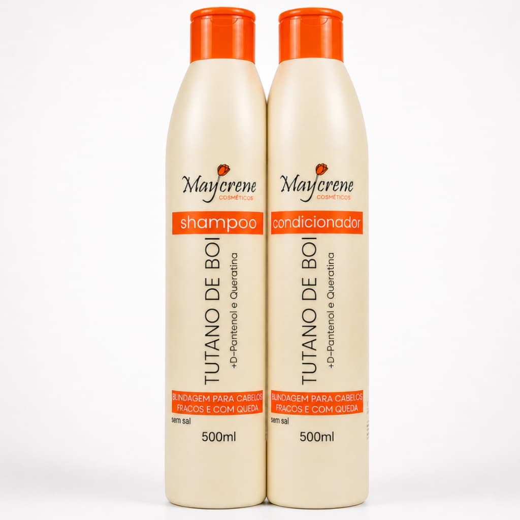 Kit Tutano de boi Shampoo e Condicionador Hidratação Crescimento Redução da queda Maycrene