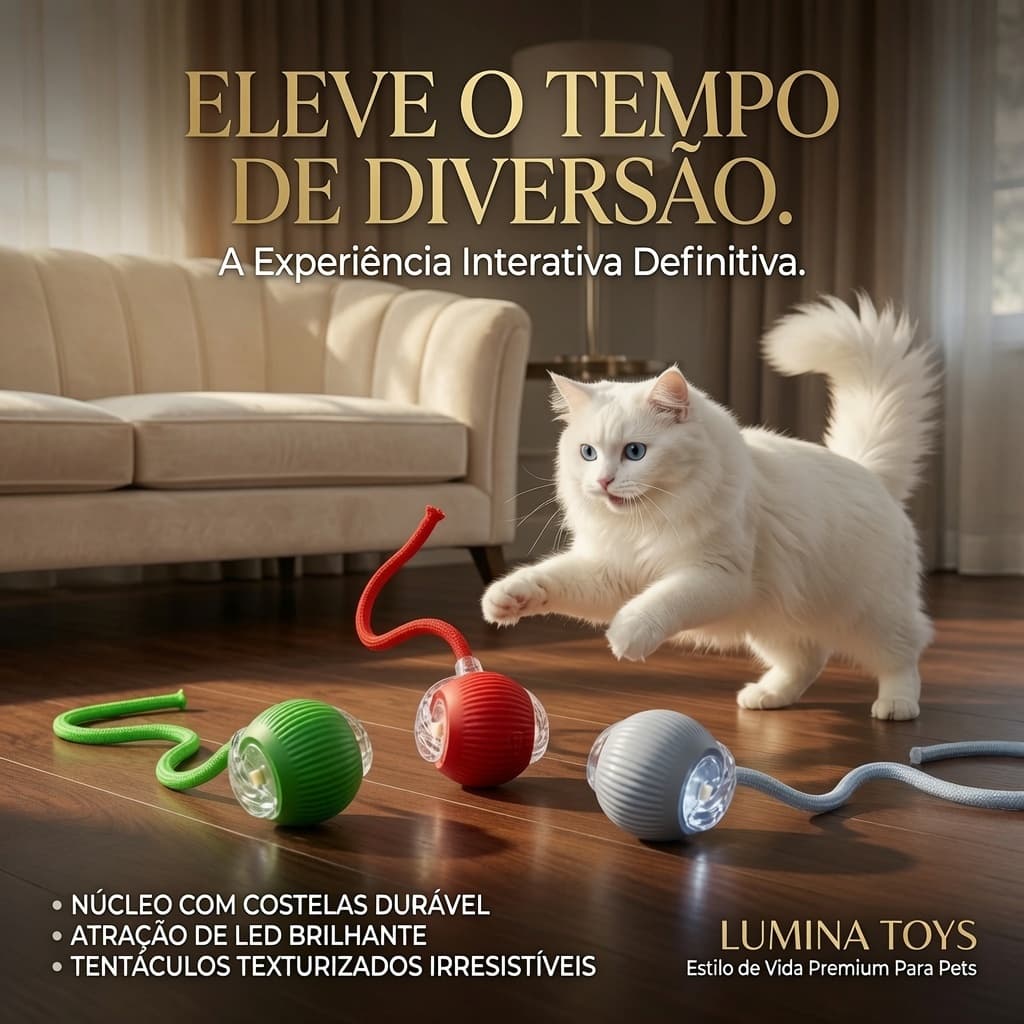 Bola Interativa para Pet com Movimento e Cordão Recarregável USB Buppy Pet Sortida Funcional Pets