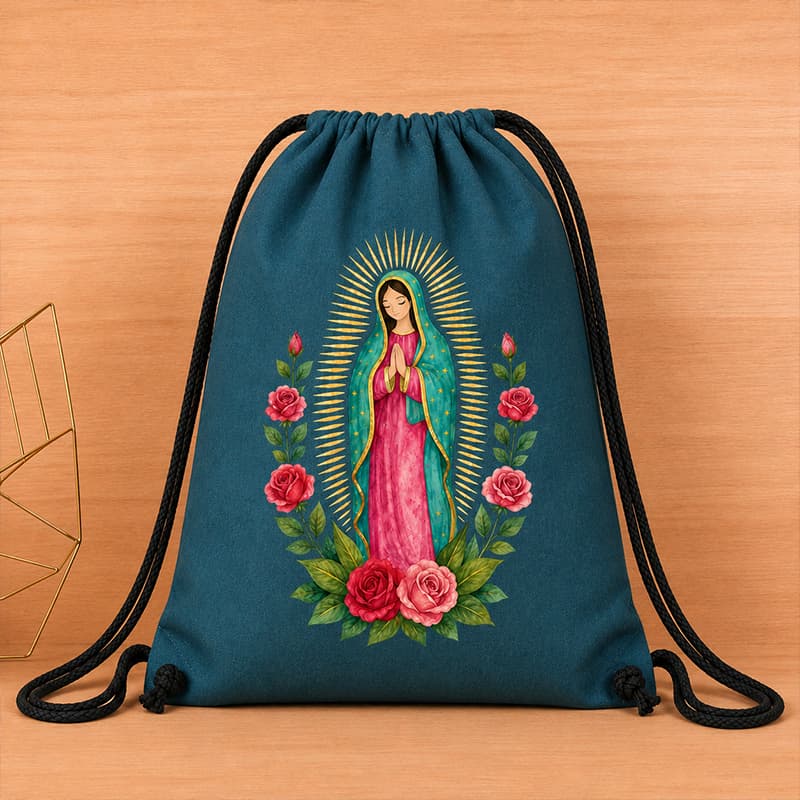 Mochila Ecobag Guadalupe Nossa Senhora Missa Sacochila Linho Tendência Lançamento