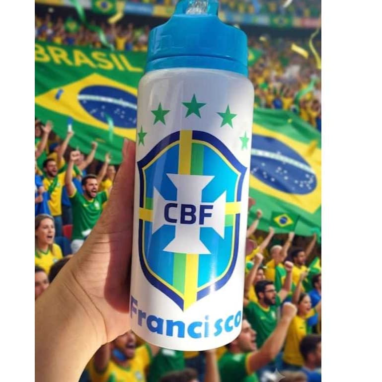 Garrafinha de água personalizada de alumínio com canudo - infantil - escolar - nome