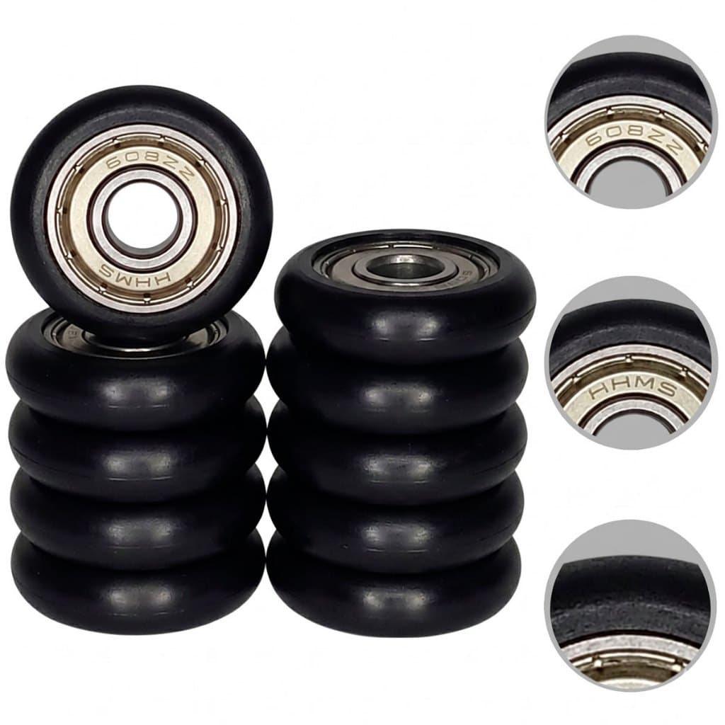 Roldanas Para Box de Banheiro 30mm Alumínio vidro Nylon Fume Preta