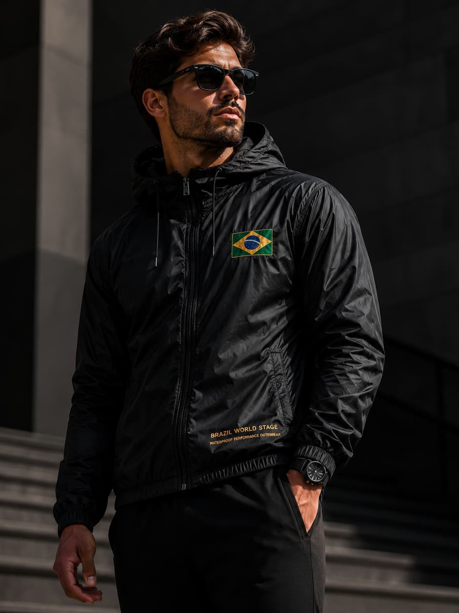 Jaqueta Corta Vento Masculina Brasil Impermeável Seleção Brasileira Copa Do Mundo Futebol Torcedor Casual