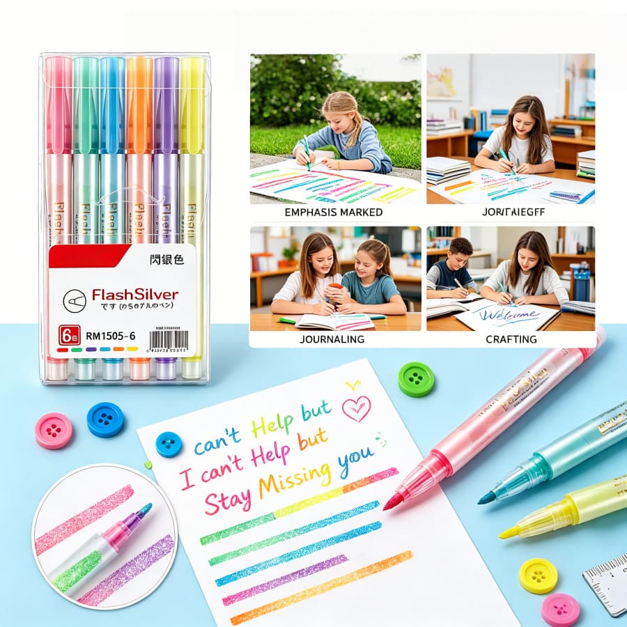 4/6 Cores Marca Texto- Escrita e Correcao Marca-texto Papelaria/Escritório/Escola/Material