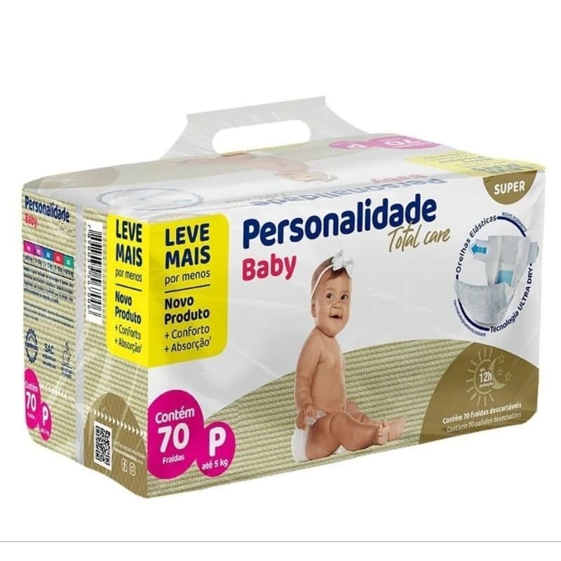 Fralda Personalidade Baby P 70 unidades
