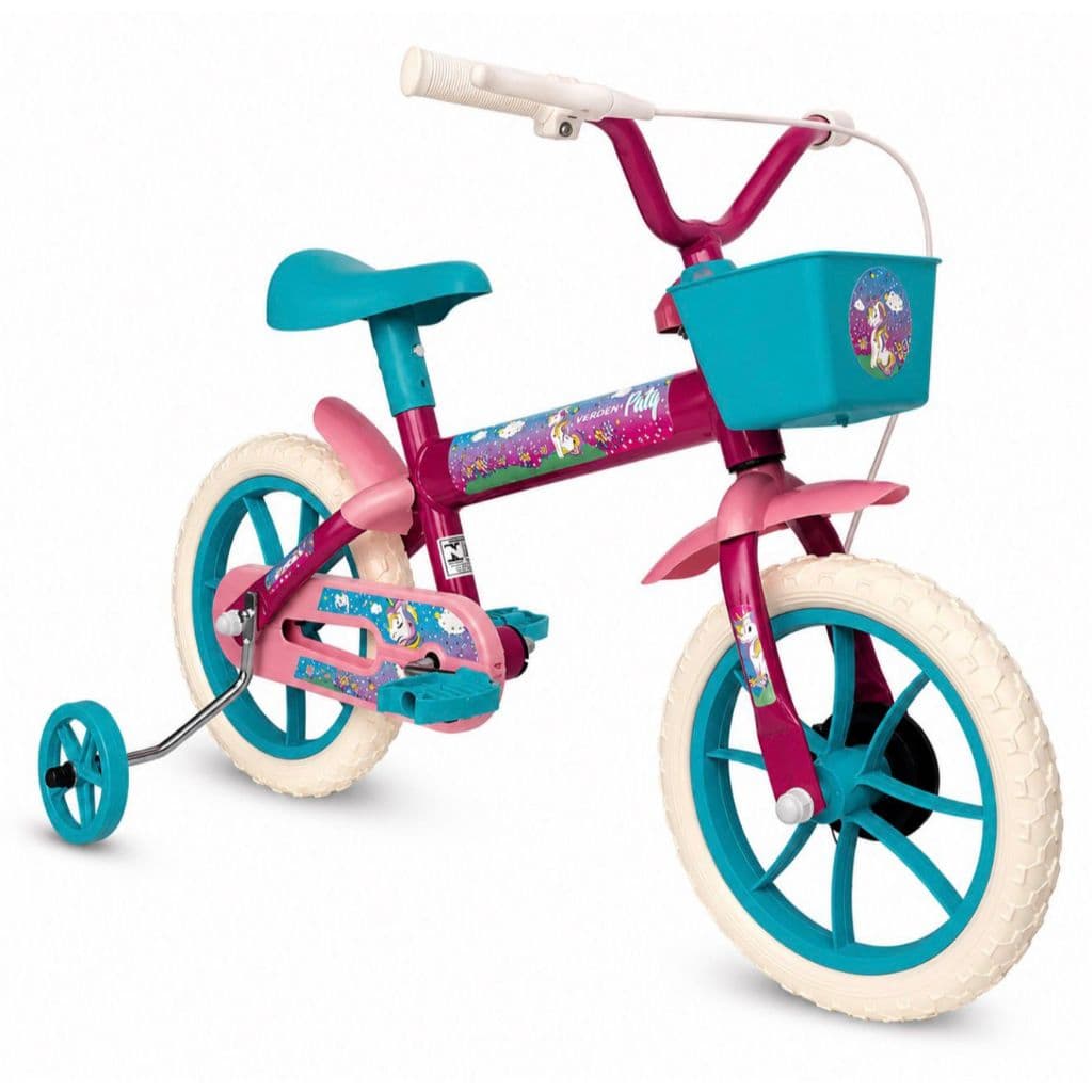Bicicleta Infantil Aro 12 Verden Completa com Rodinhas Cestinha Rodinhas Ideal para Crianças