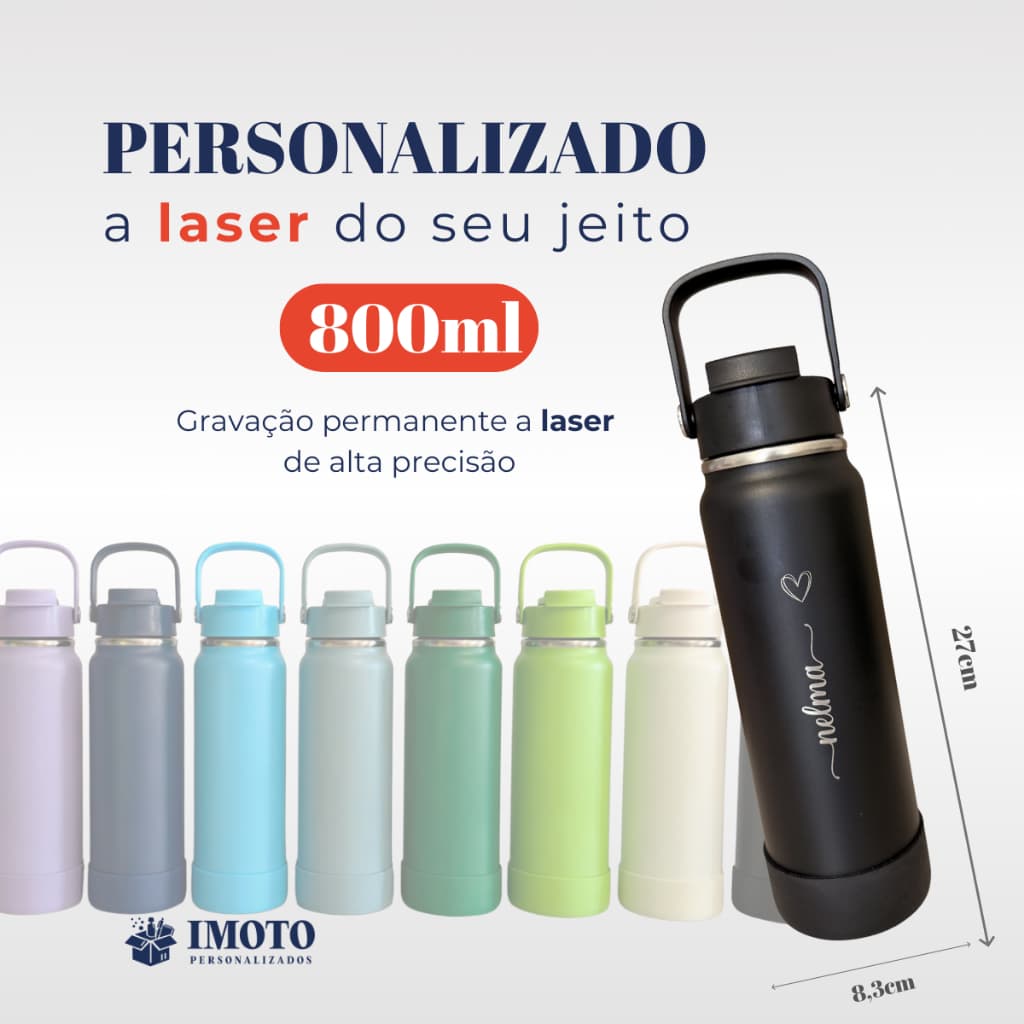 Garrafa Térmica água 800ML 550ML Bico duplo personalizada Nome e Logo presente corporativo academia