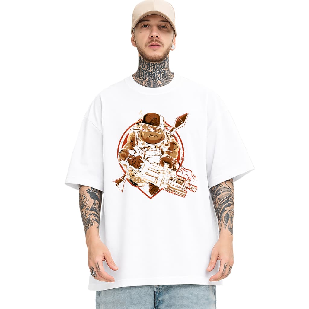 Camiseta Oversized 42 Unissex Tartaruga Guerreira Militar Estampada Casual
