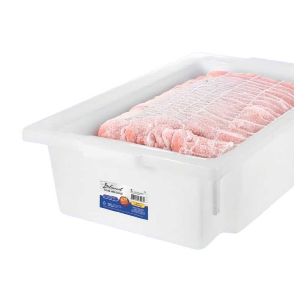 Kit 02 Caixas Frigorífica Organizadora 23 Litros sem Tampa Empilhável Pescados Carnes Aves Freezer