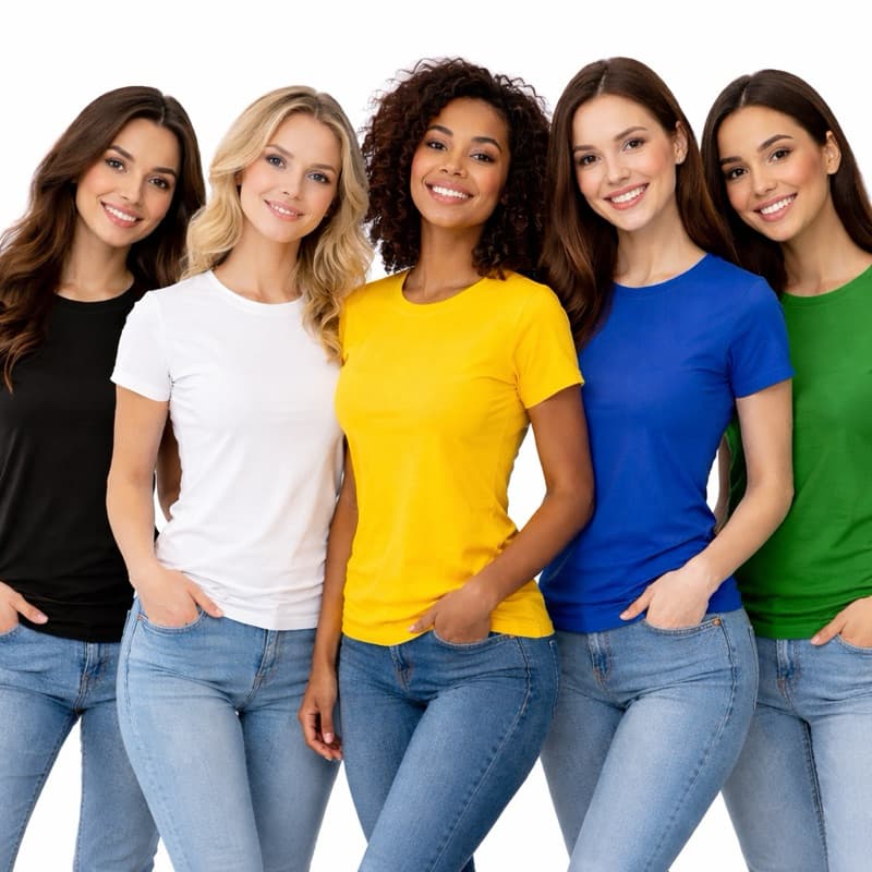 Camiseta Feminina Slim Camisa Casual 100% Algodão Promoção