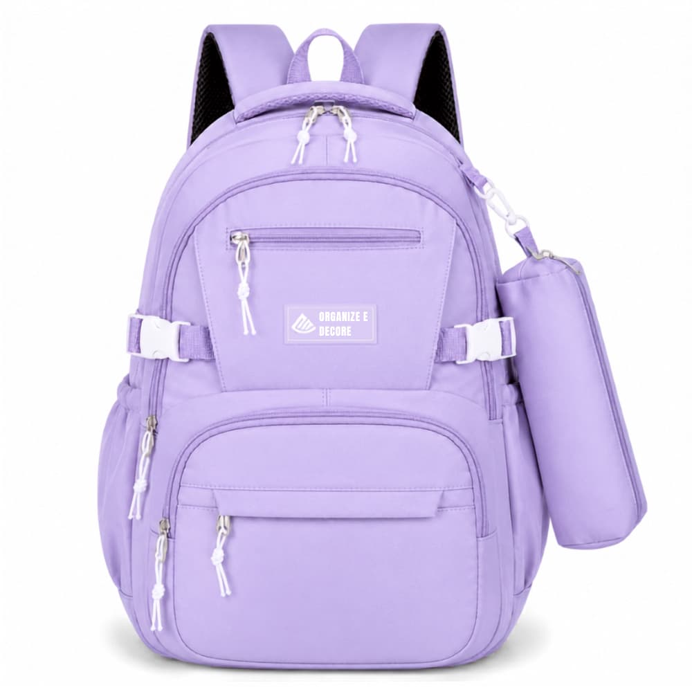 Kit Mochila Escolar Impermeável Bolsa Grande Reforçada Notebook + Estojo Tecido Impermeável
