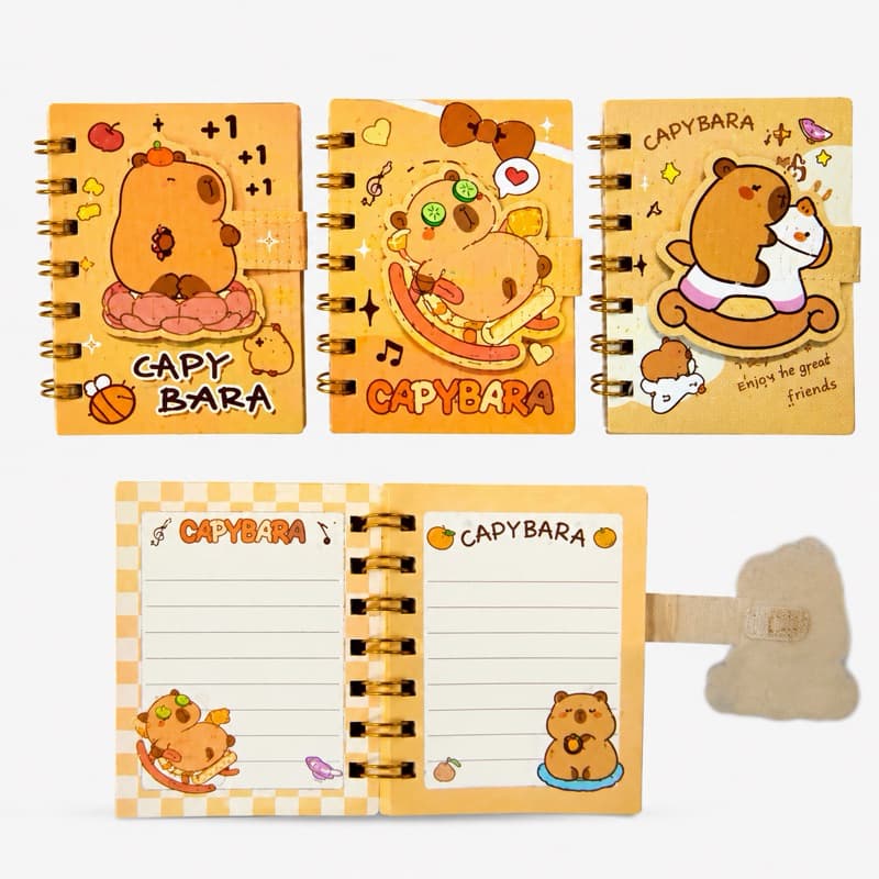 Caderneta Capivara 60 Folhas Pautadas Mini Caderno Espiral Anotações Escolar Fofo