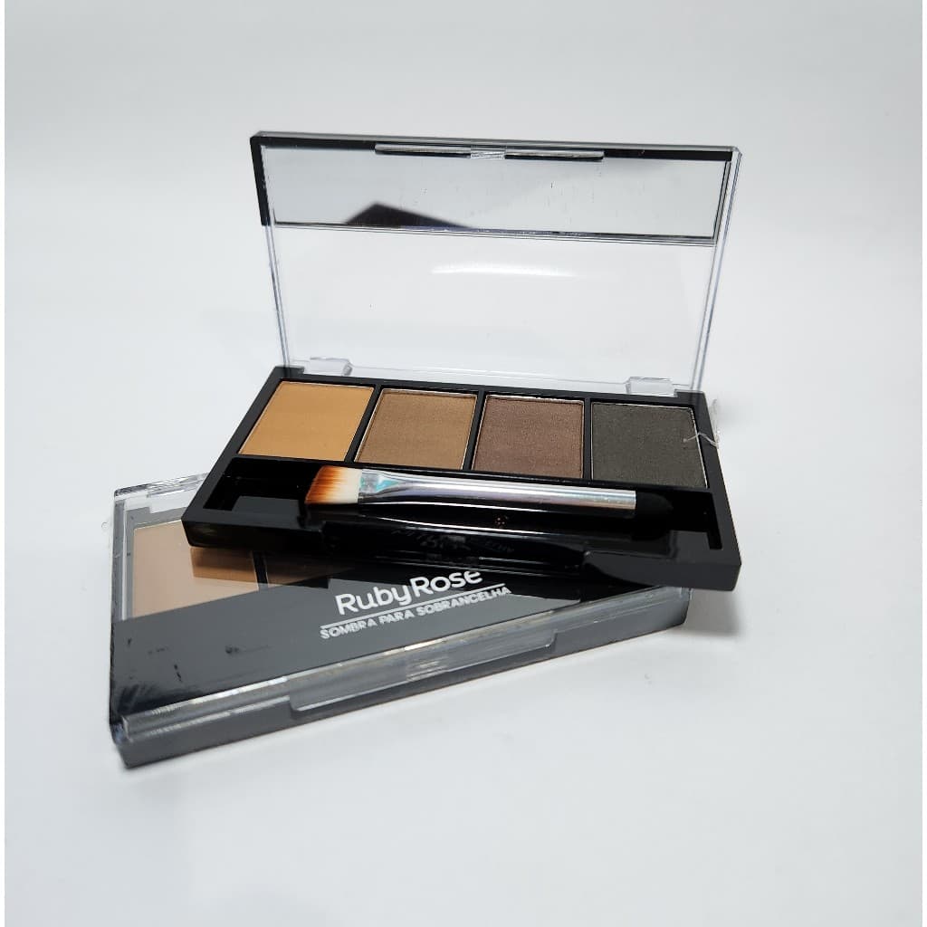 Sombra para Sobrancelha Ruby Rose Paleta de Sombra Trio de Sombras e Fixador com Espelho e Pincel