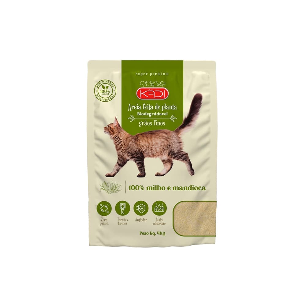 Areia Higiênica P/ Gatos Grãos Finos Kadi 4kg