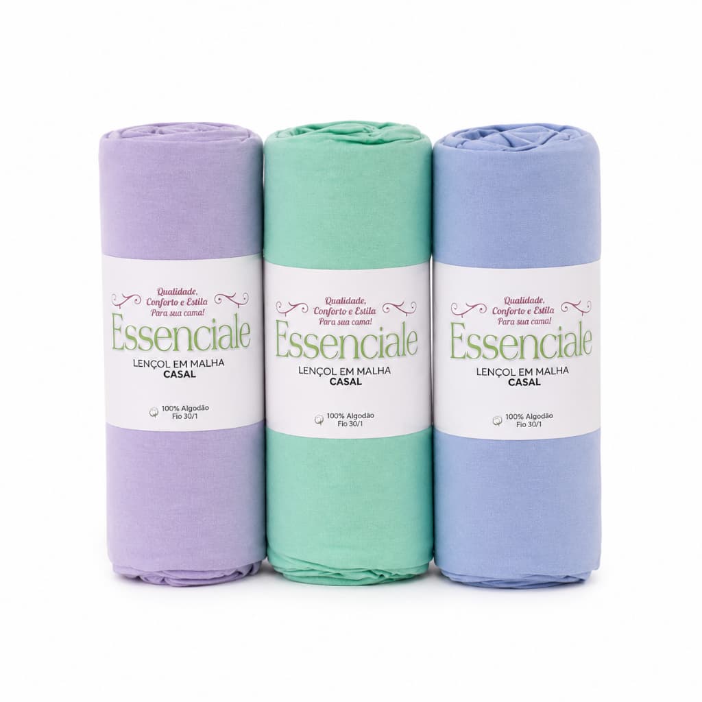 Lençol Casal Cotton Essenciale 100% Algodão Fio 30/1 | 138x188cm | Kit com 1, 2 ou 3 Unidades