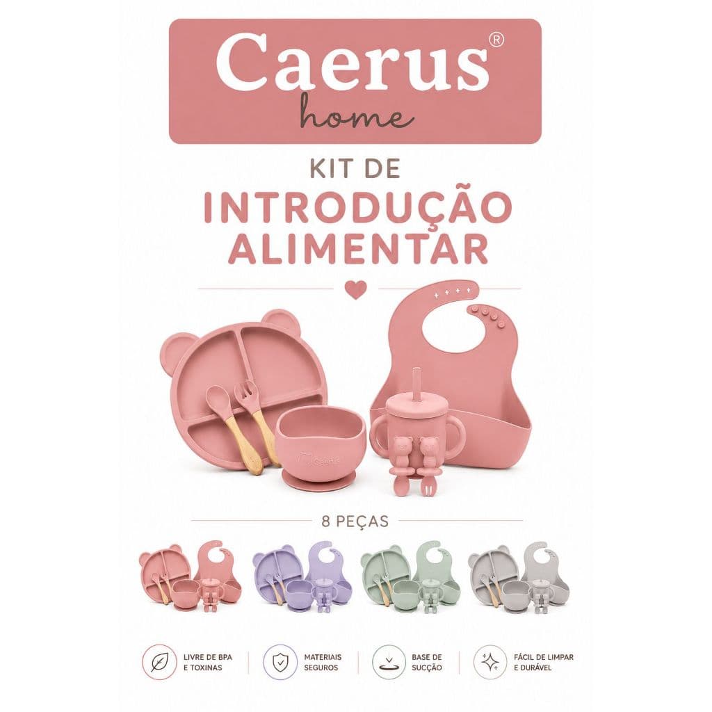 Kit Introducao Alimentar Bebes Silicone Livre Bpa 8 Peças Prato Ventosa Babador Colher