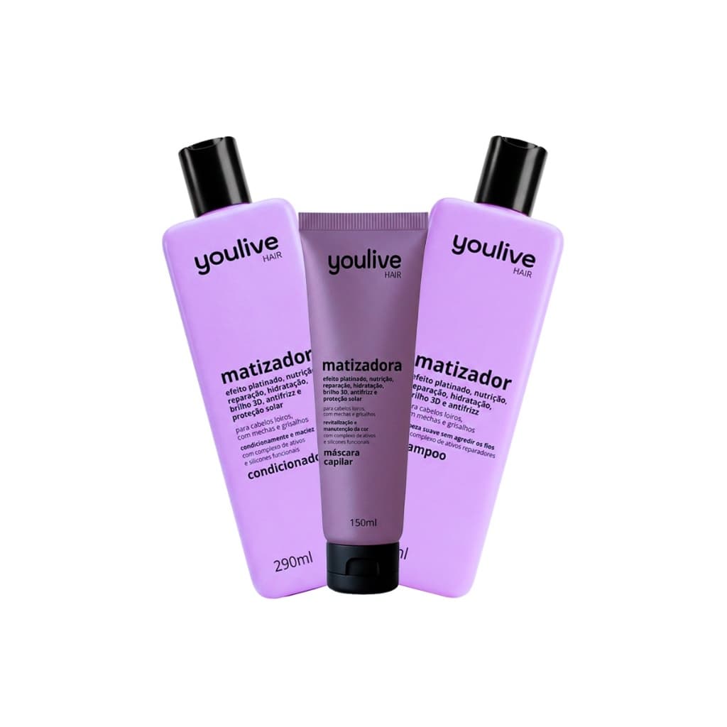 Kit Matizador Shampoo, Condicionador e Máscara - Youlive Hair