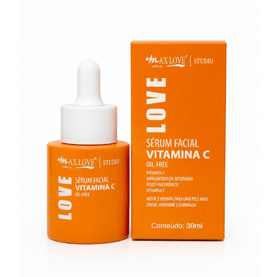 Sérum Facial Vitamina C Oil Free + Ácido Hialurônico  Clareia Hidrata e Ilumina a Pele Max Love