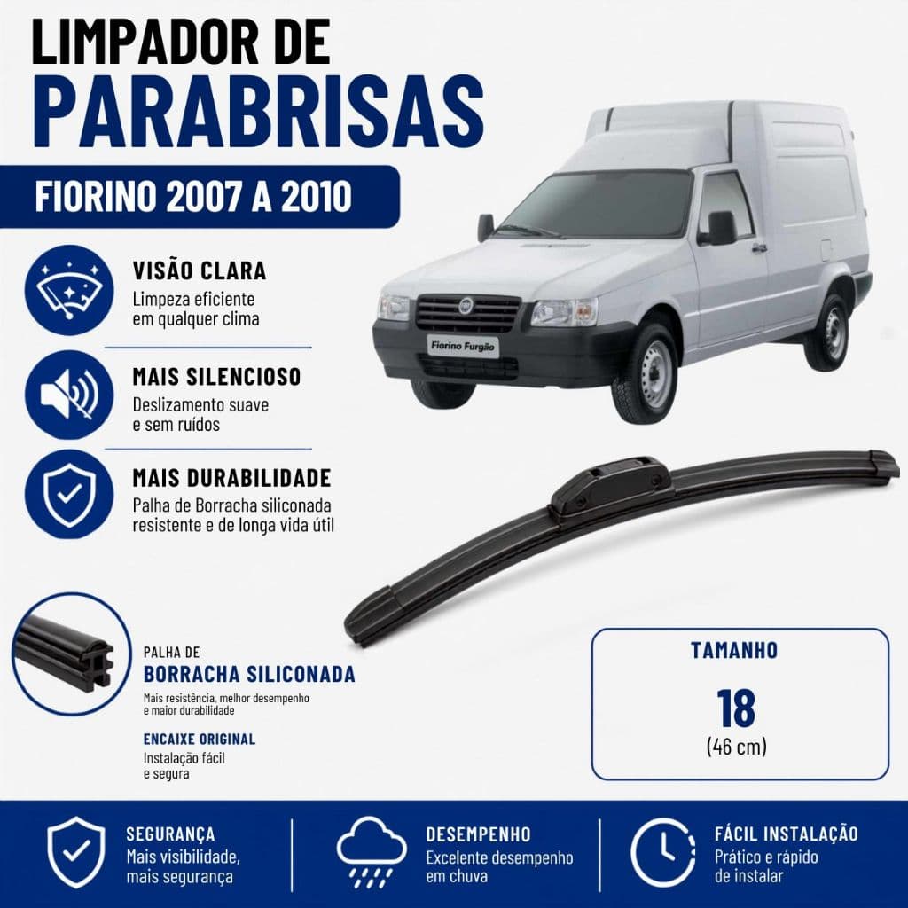 Palheta Limpador ParaBrisa Fiorino 2007 2008 2009 2010 Silicone