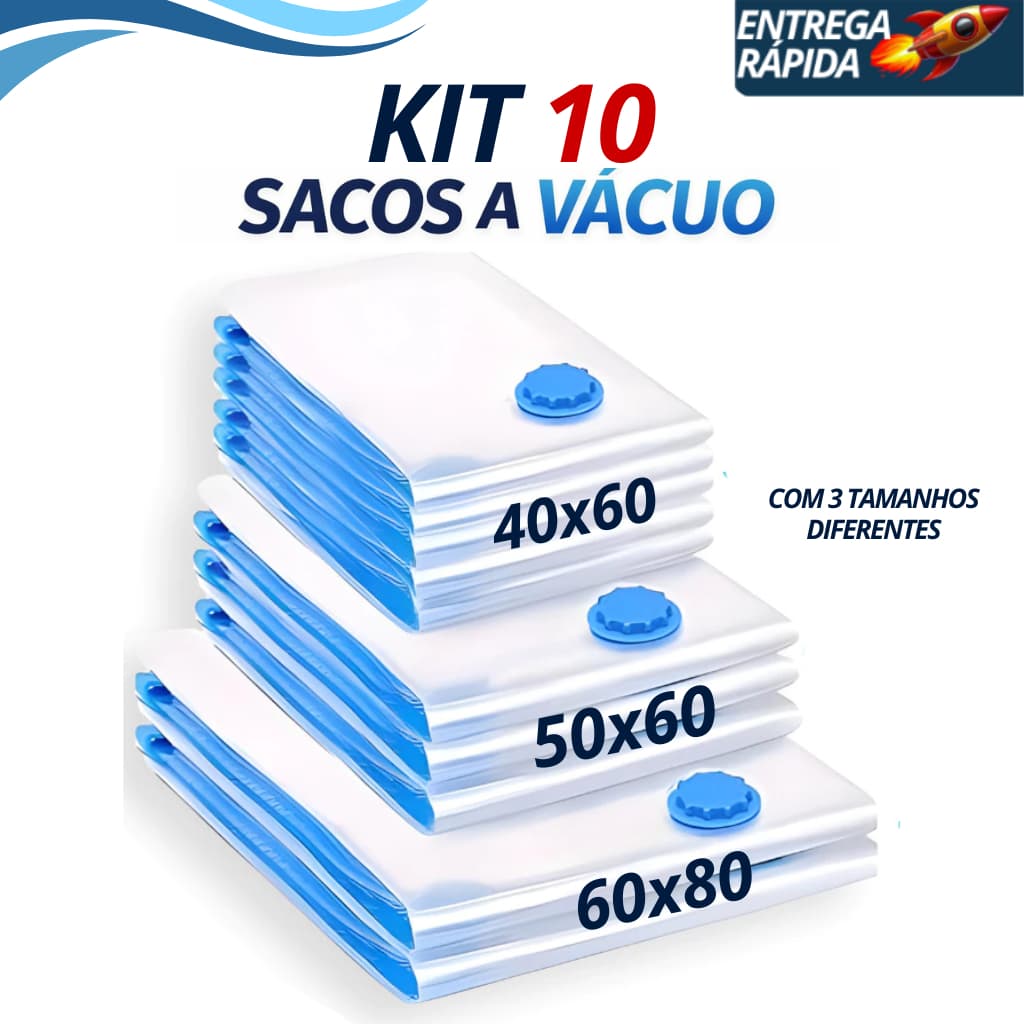 Kit Saco a Vácuo Organizador com ou sem Bomba Tamanhos 40x60 50x60 e 60x80
