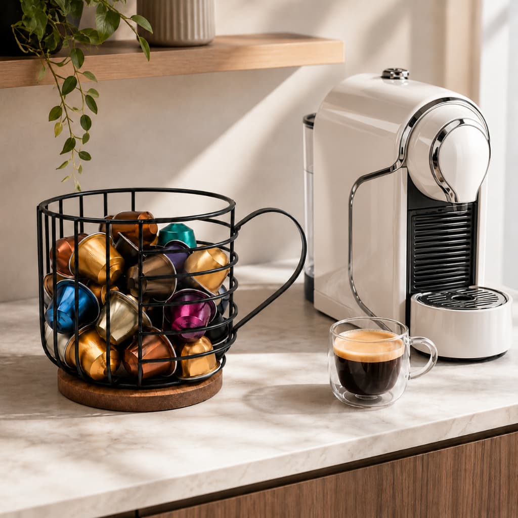 Porta Cápsula Dolce Gusto Três Corações Café Armazenamento Aramado ferro Bambu Porta Capsulas