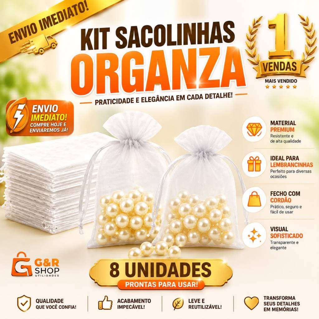 Kit 10/25/50/100 Saquinhos Organza 7x9 9x12 10x15 Branco Lembrancinha Para Casamentos