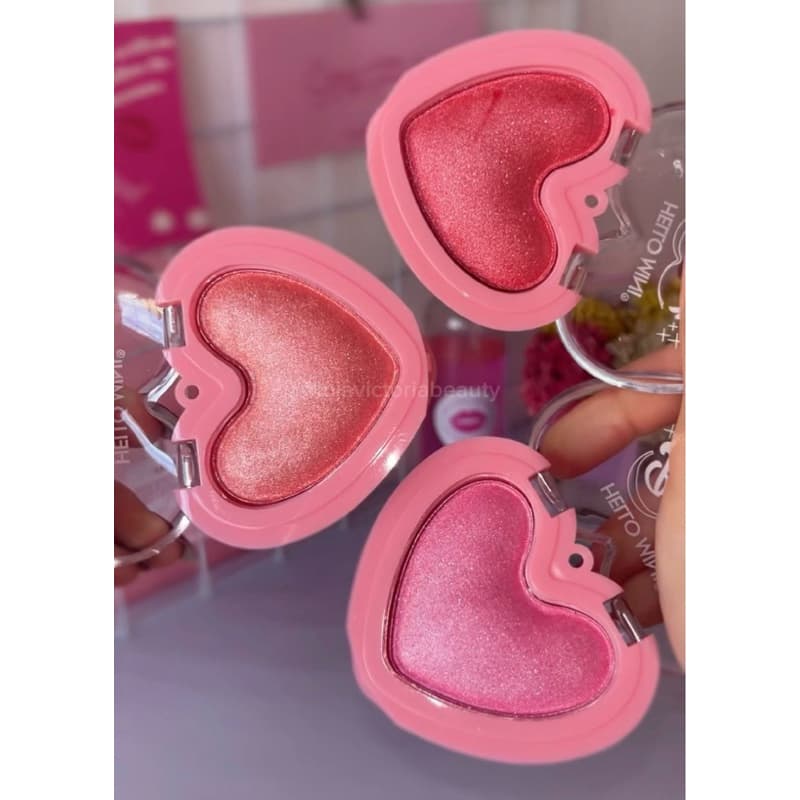 Blush Iluminador Heart Beautiful Hello Mini Cintilante Alta Pigmentação
