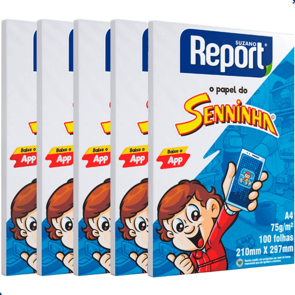 Papel sulfite Branco A4 75g Report Senninha 100 Folhas Report