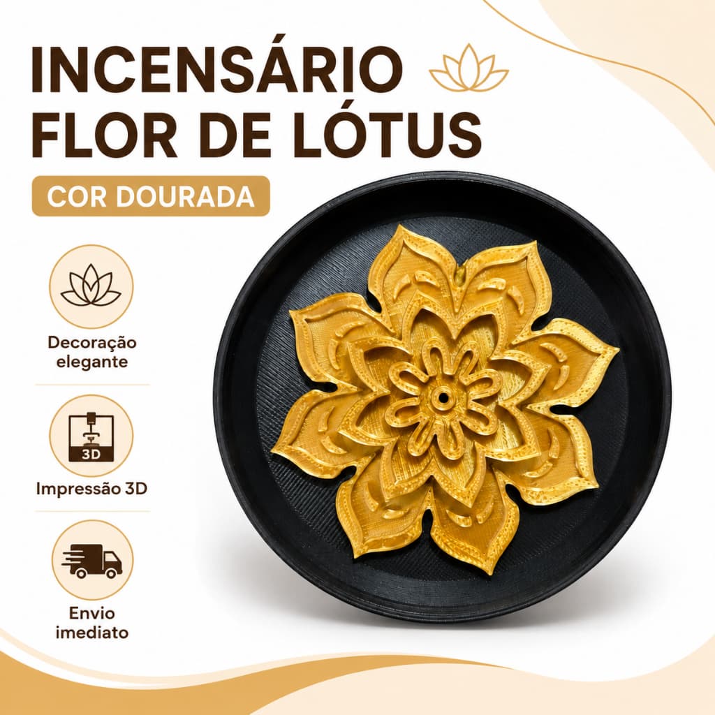 Incensário E Castiçal Flor De Lotus Em Resina 8cm Promoção Full